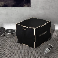 Soozier 30/24/20 In Wooden Plyometric Jump Box with Handle Openings for Home Gym Workout Training(m-7)