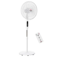 HOMCOM Standing Floor Fan with Remote Control, Stand Up Cooling Fan, Tall Pedestal Electric Fan for Home Bedroom, White(m-2)