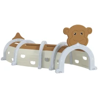 Qaba Monkey Design Kids Play Tunnel for Toddlers 3-6 Years to Crawl and Climb, Brown(m-1)