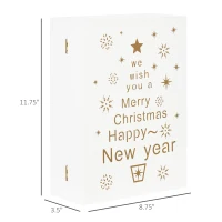 HOMCOM Wooden Christmas Advent Calendar Book, Table Holiday Decoration with 24 Countdown Drawers, for Kids and Adults, White(m-3)