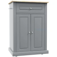 HOMCOM Rolling Kitchen Island Cart, Portable Serving Trolley Table with Drawer, Adjustable Shelf and 2 Towel Racks, Grey(m-11)