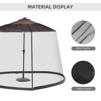 Outsunny 7.5FT Patio Umbrella Net, Universal Canopy Mesh Netting with Zipper Door, Weight & Draw String for Umbrella Table or Outdoor Seating, Black(m-5)