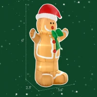 HOMCOM 6ft Christmas Inflatable Gingerbread Man, Outdoor Blow-Up Yard Decoration with LED Lights Display(m-3)