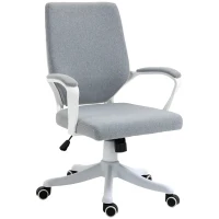 Vinsetto Mid Back Home Office Chair, Ergonomic Task Computer Desk Chair with Lumbar Back Support, Adjustable Height, and Padded Armrests, Grey(m-1)