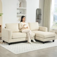 HOMCOM L Shaped Couch, L Shape Sofa with Chaise Lounge and Spring Cushion for Living Room, Bedroom, Beige(m-8)