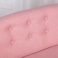 Qaba 2-Seat Linen Fabric and Wooden Frame Sofa Couch for Kids and Toddlers Ages 3-7, 11" High Seat, Pink(m-7)