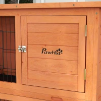 PawHut Wooden Rabbit Hutch with Trays, Ramp, Asphalt Roof, Doors for 1-2 Rabbits, 47" x 20" x 40", Orange(m-10)