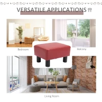 HOMCOM Modern Small Faux Leather Ottoman Footrest Sofa Side Stool Rectangle (Red)(m-5)