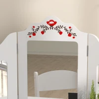 Qaba Kids Vanity Set, Dual-Use Dressing Table with Removable Tri-Folding Mirror and Drawer, for Ages 3-8, White(m-10)