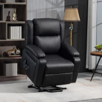 HOMCOM Lift Chair for Seniors, PU Leather Upholstered Electric Recliner Chair with Remote, Side Pockets, Quick Assembly, Black(m-8)