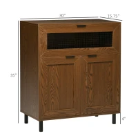 HOMCOM Sideboard Buffet Cabinet, Kitchen Cabinet with Metal Grid Flip Drawer, Adjustable Shelf, Accent Cabinet for Living Room, Walnut(m-3)