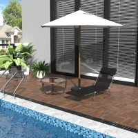 Outsunny Folding Chaise Lounge Pool Chairs, Outdoor Sun Tanning Chairs with Pillow, Reclining Back, Steel Frame & Breathable Mesh for Beach, Yard, Patio, Black(m-2)