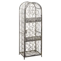 HOMCOM 45 Bottle Wrought Iron Wine Rack Jail with Lock - Antique Bronze(m-11)