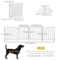 PawHut 23.5"H Foldable Dog Gate with Door, 4 Panels Freestanding Pet Gate Barriers Indoor with Support Feet, Puppy Fence for Small Dogs, White(m-3)