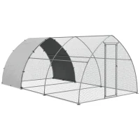 PawHut Metal Chicken Coop with Waterproof and Anti-UV Cover, Walk in Poultry Cage Outdoor for 14-18 Chickens, 10'x18.4'x7.2'(m-11)