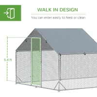 PawHut 19.7' x 9.8' Metal Chicken Run with Waterproof and Anti-UV Cover(m-7)