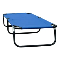 Outsunny Camping Cot for Adults, Folding Bed, Portable Sleeping Cot for Travel, Beach, Hiking, Rated for 264lbs, Blue(m-9)