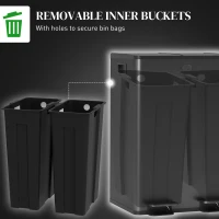 HOMCOM Dual Garbage Bin, Soft-Close Trash Can with Foot Pedal, 2 x 28 Liter Garbage Can with Removable Inner Buckets, Black(m-7)