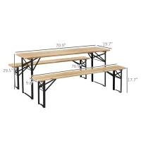 Outsunny 6' Portable Picnic Table and Bench Set, Outdoor Wooden Folding Camping Dining Table Set for Patio Garden Outdoor Activities(m-3)