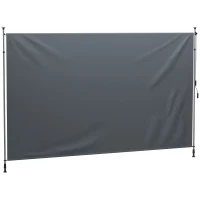 Outsunny 13' x 10' Manual Retractable Patio Awning, Outdoor Privacy Screen with UPF30+ & Water-Resistant Fabric, Dark Grey(m-11)