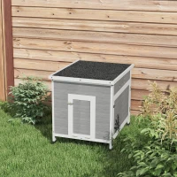 PawHut Wooden Duck Coop with Openable Roof, Removable Floor, Double Doors, Ramp, for 2-4 Ducks, Chickens, 25" x 32" x 30"(m-9)