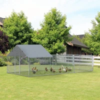PawHut 19.7' x 9.8' Metal Chicken Run with Waterproof and Anti-UV Cover(m-8)