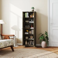 HOMCOM 67" Farmhouse Pantry Cabinet with 2 Doors, Tall Storage Cabinet with Adjustable Shelves, Distressed Grey(m-9)