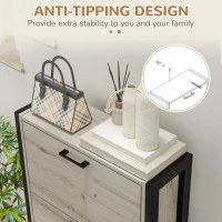 HOMCOM Shoe Cabinet with 3 Flip Drawer Cabinet, Walnut(m-7)