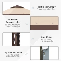 Outsunny 13' x 13' Pop Up Party Tent Outdoor Canopy with Top Vent, 3-Level Adjustable Height, and Roller Bag, Khaki(m-7)