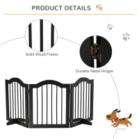 PawHut 24"H Foldable Dog Gate, 3 Panels Freestanding Pet Gate Barriers Indoor with Support Feet, Puppy Fence for Small Dogs, Black(m-6)