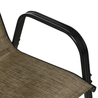 Outsunny Set of 4 Outdoor Dining Chairs, Heavy Duty Stackable Patio Dining Set with Armrests for Balcony Garden, Brown and Black(m-10)