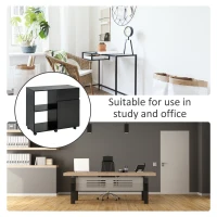 HOMCOM Printer Stand, Storage Cabinet with Drawer, Open Storage Shelves, for Home or Office Use, Black(m-6)