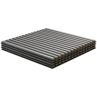 HOMCOM 24"x24" Wood Panels for Wall, 4 Pack Acoustic Panels, Sound Absorbing Slat Wall For Interior Wall Decor, Home, Gray(m-1)