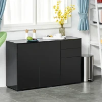 HOMCOM Kitchen Sideboard Storage Cabinet, Modern Coffee Bar with Push-Open Design and 2 Drawers for Living Room, Black(m-8)