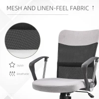 Vinsetto Mid Back Office Chair, Linen-feel Mesh Computer Desk Chair with Lumbar Back Support, Arm, Adjustable Height, Grey(m-7)