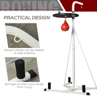 Soozier 2 in 1 Punching Bag Stand, Adjustable Height Heavy Bag Stand with Weighted Base and Speed Bag, Freestanding for Home Gym(m-7)