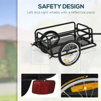 Aosom Bike Trailer, Foldable Bicycle Trailer with16 Inch Pneumatic Tire, Universal Coupler, Foldable Frame and Safe Reflectors Design, Large Load Capacity, Black(m-4)