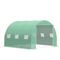 Outsunny 10' x 10' x 6.5' Walk-in Tunnel Greenhouse with High-Quality Transparent PE Cover, Zipper Doors, & Windows(m-11)