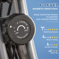 Soozier 3 in 1 Folding Exercise Bike, Foldable Stationary Bike with 8-Level Magnetic Resistance, Adjustable Seat, Grey(m-6)