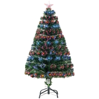HOMCOM 4ft Fiber Optic Artificial Fir Christmas Tree, LED Pre-Lit Holiday Decoration with 130 Lights and Branch Tips
