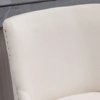 HOMCOM 28" Swivel Bar Height Bar Stools Set of 2, Armless PU Leather Upholstered Barstools Chairs with Nailhead Trim and Wood Legs, Cream White(m-9)