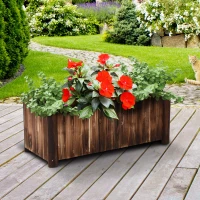 Outsunny 48" x 20" x 18" Raised Garden Bed, Raised Planter Box, Wooden Planter Raised Bed with Drainage Gaps & Lightweight Build, Natural Wood(m-10)