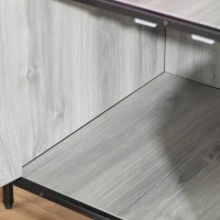 PawHut Wooden Cat Litter Box Enclosure, Hidden Kitten Washroom, Indoor End Table with Magnetic Doors & Storage Shelves, Gray(m-9)