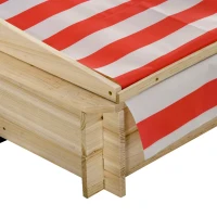 Outsunny Kids Wooden Sandbox Outdoor Children Sand Playset w/ Adjustable Canopy Shade, Bottom Liner, Seat, Plastic Basin, for 3-8 Years Old Boys and Girls(m-10)