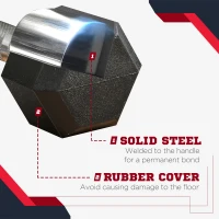 Soozier 45lbs Rubber Hex Dumbbells Weight Dumbbell Hand Weight Barbell for Body Fitness Training for Home Office Gym, Black(m-6)