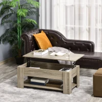 HOMCOM Lift Top Coffee Table with Hidden Storage Compartment and Open Shelf, Center Table for Living Room, Grey(m-8)