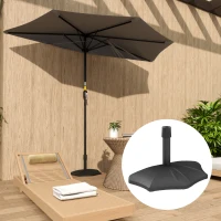 Outsunny Patio Umbrella Base, 26 lbs Concrete Heavy Duty Half Umbrella Stand, Patio Umbrella Holder for 1.5"/1.9" Umbrella Poles for Outdoor, Lawn, Poolside, Black(m-7)
