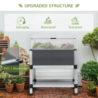 Outsunny Raised Garden Bed with Cold Frame Greenhouse and Storage Shelf, Aluminum & PVC Elevated Planter Box for Herbs and Vegetables, Use for Patio, Backyard, Balcony(m-6)