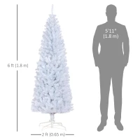 HOMCOM 6FT Pencil Christmas Tree, Artificial Christmas Tree with Automatic Open for Home Party, White(m-3)