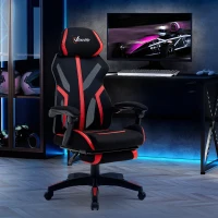 Vinsetto Racing Gaming Chair, Ergonomic Computer Chair with Footrest, Headrest, High Back Recliner Swivel Seat with Adjustable Height, Black Red(m-1)
